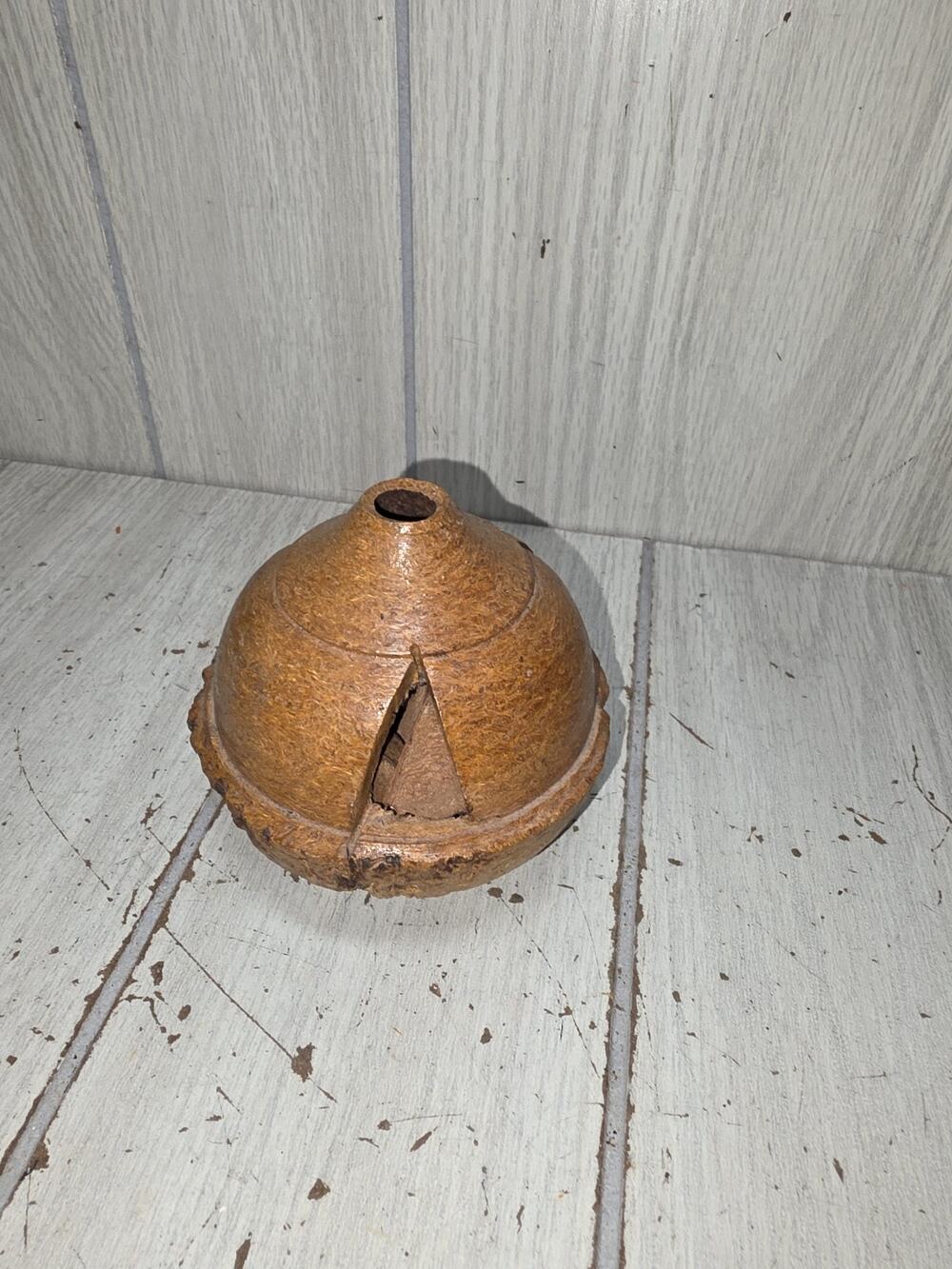 Vintage Carved Brazil Nut Pod Rattle Sculpture Hand Carved Natural Decorative